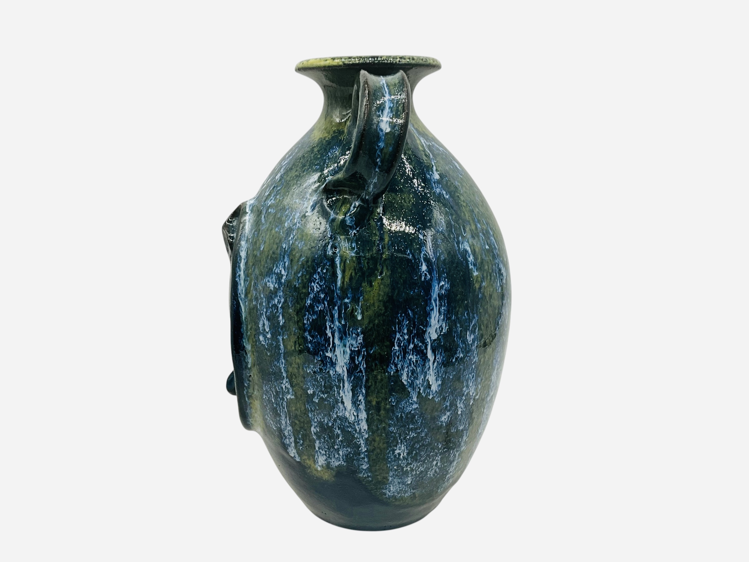 Jonathon Corn Long Nose Face Jug / Great Glaze