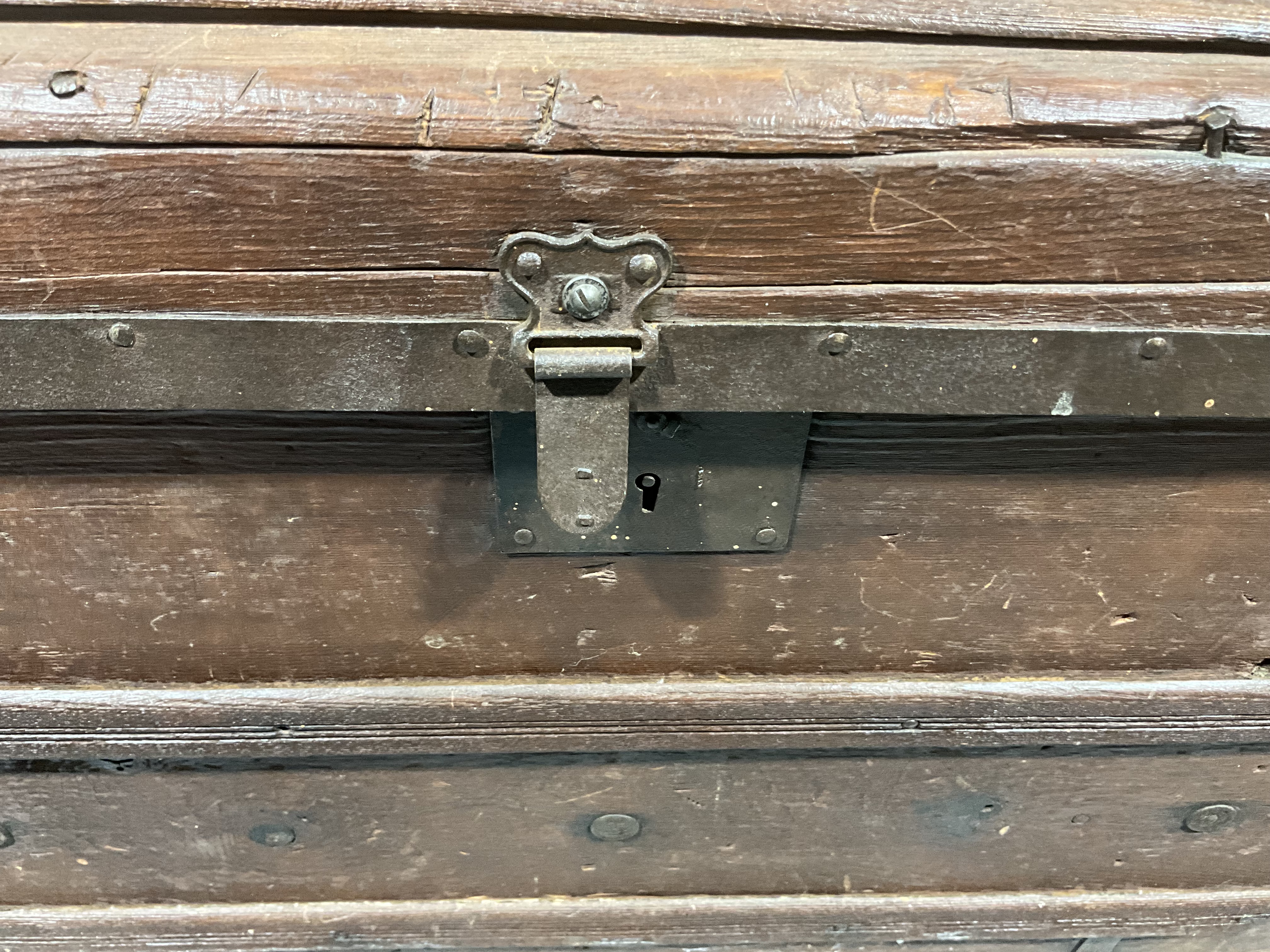 Antique Wood Flat Top Steamer Trunk