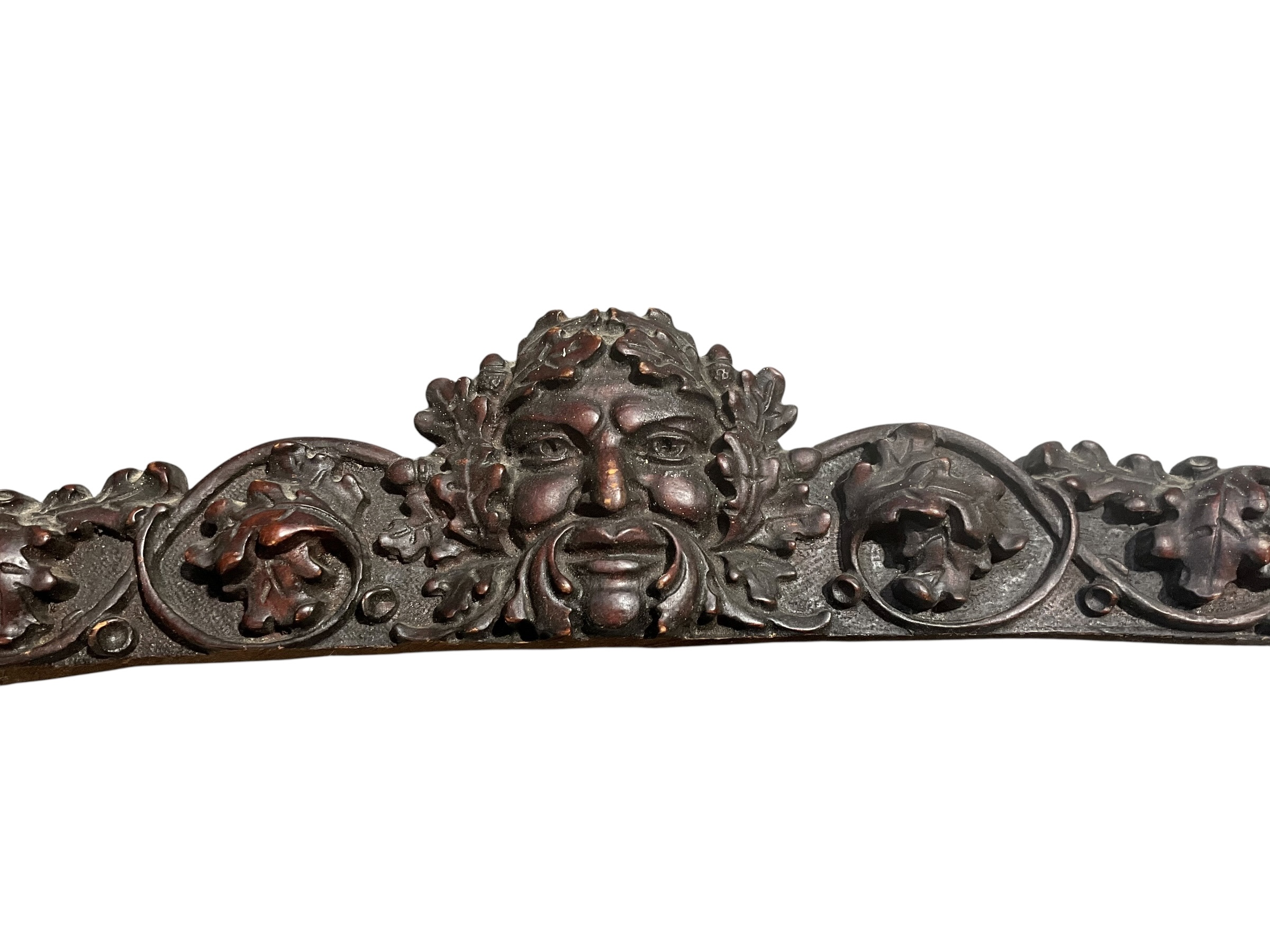 Antique Bacchus Head Sculpted Wood Pediment Architectural Salvage