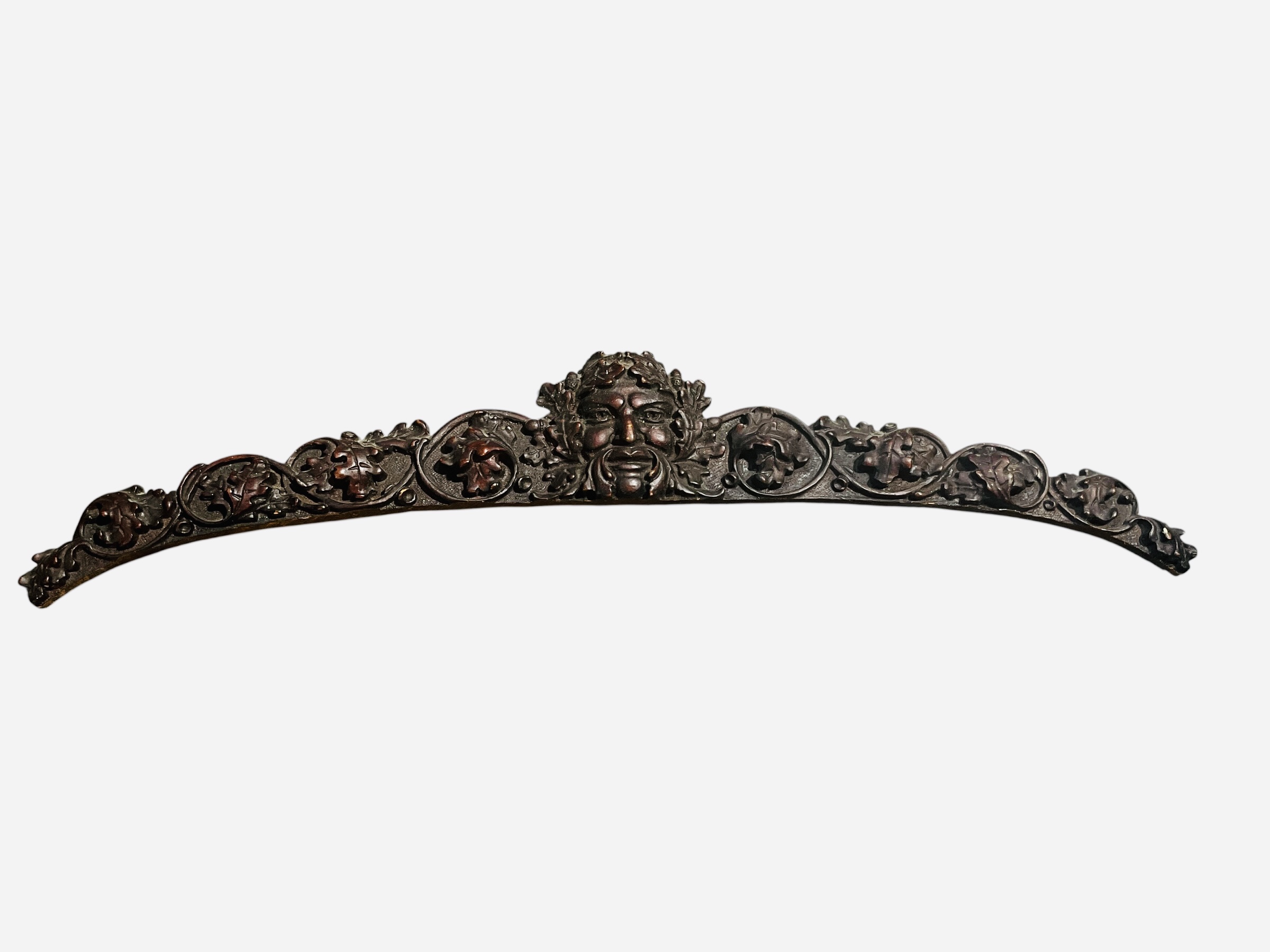 Antique Bacchus Head Sculpted Wood Pediment Architectural Salvage