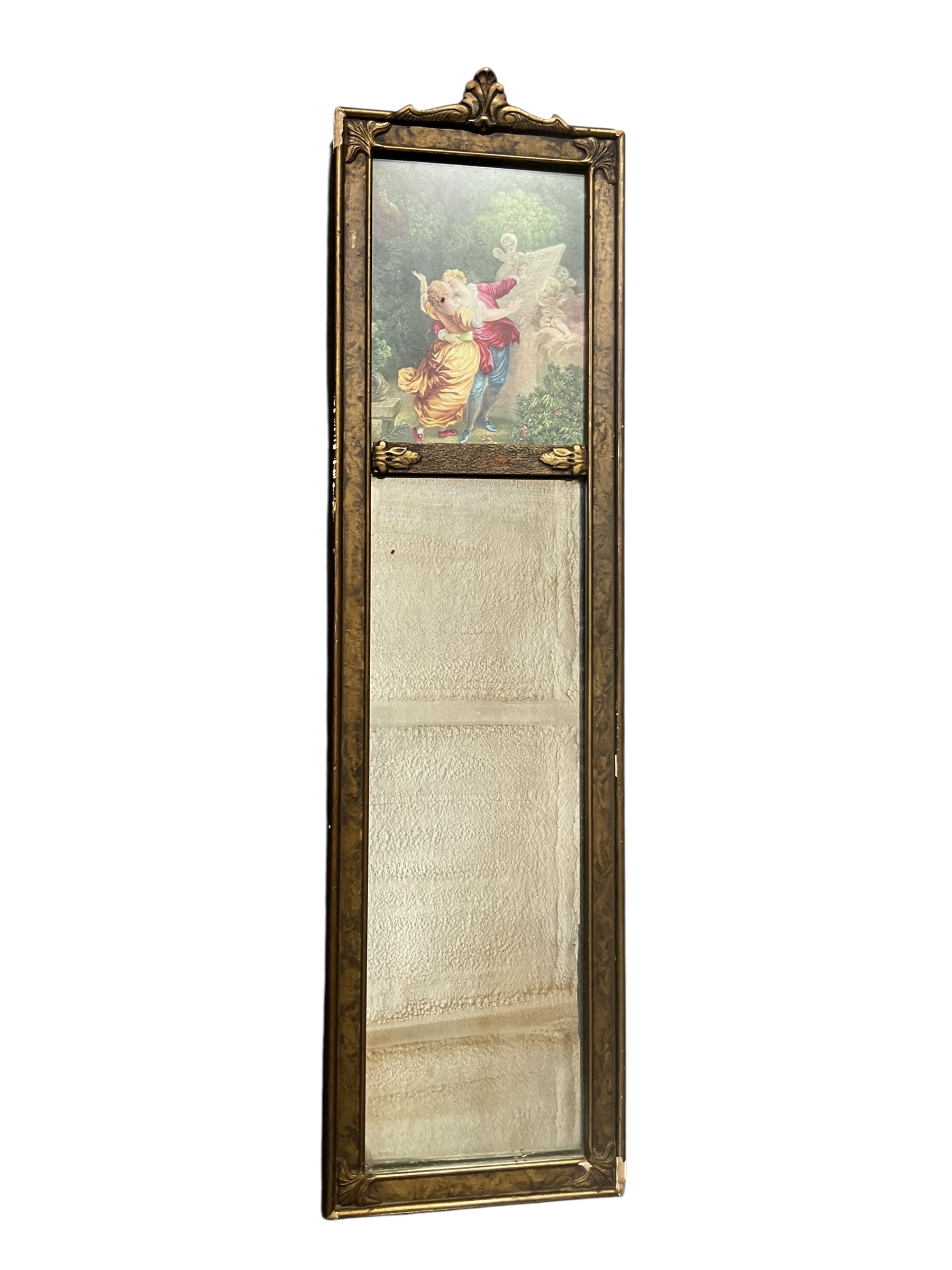 Antique French Trumeau Long Wall Hanging Mirror