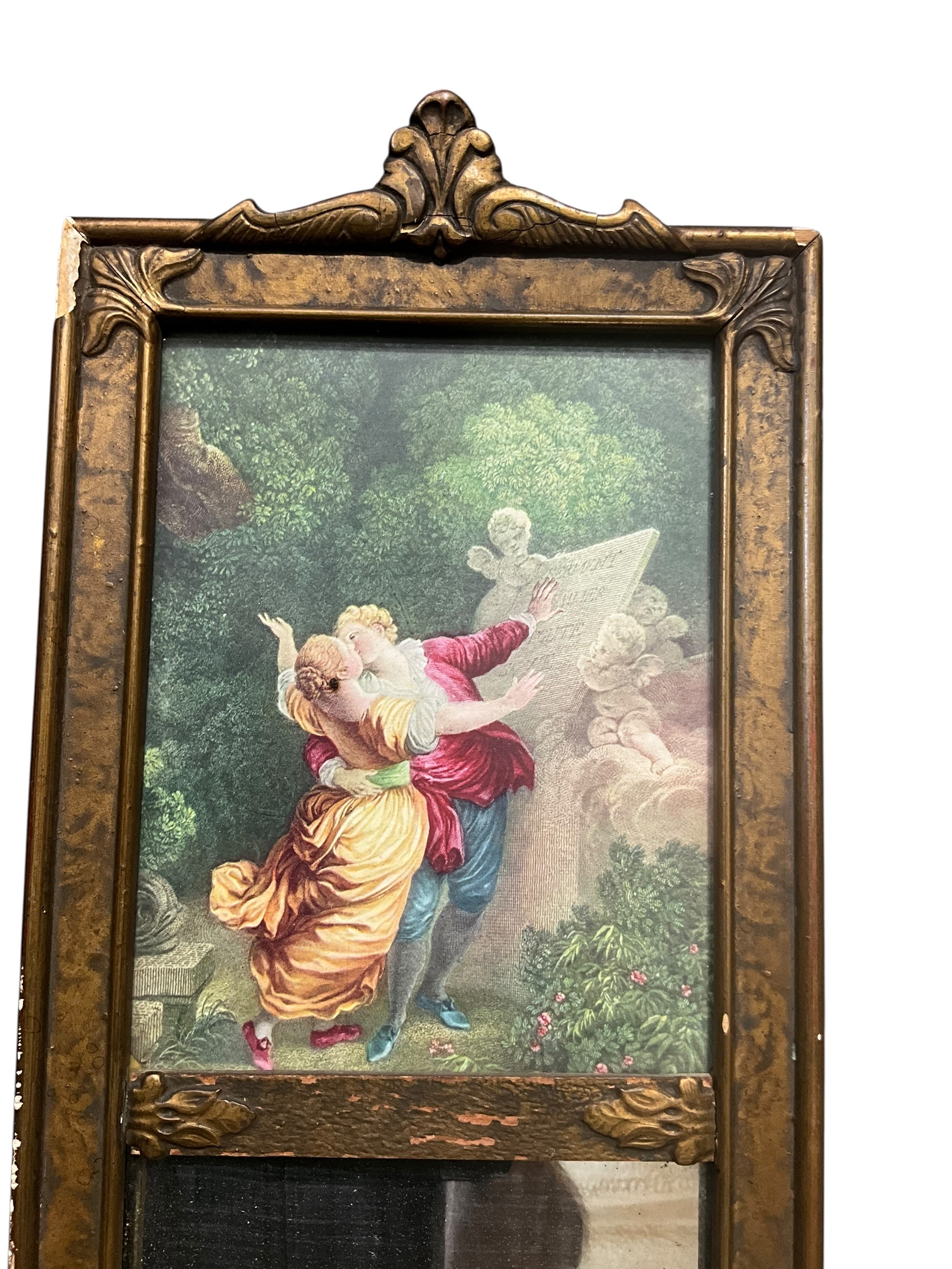 Antique French Trumeau Long Wall Hanging Mirror