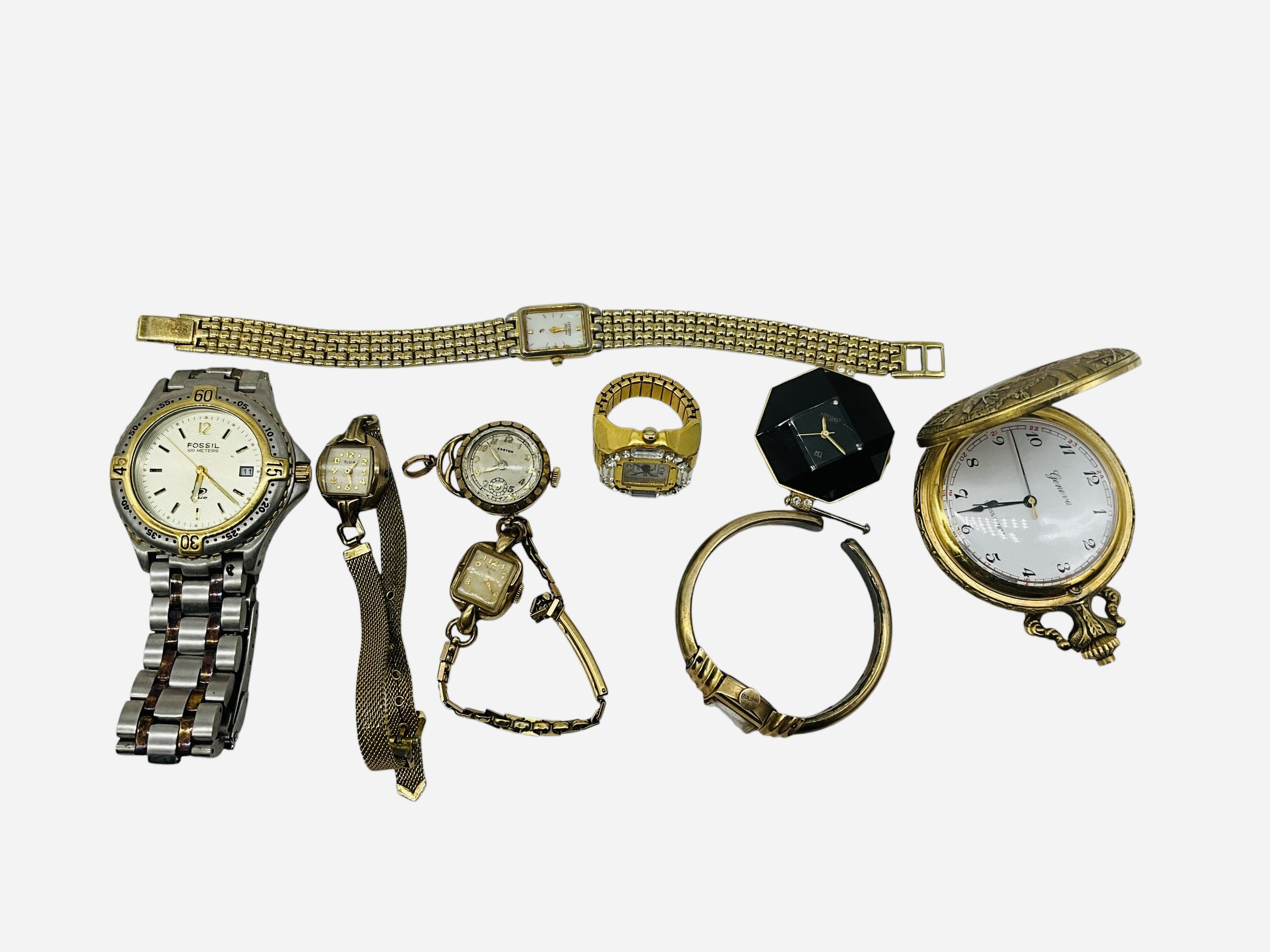 Lot Of Several Watches Elgin Bulova Fossil Citizen