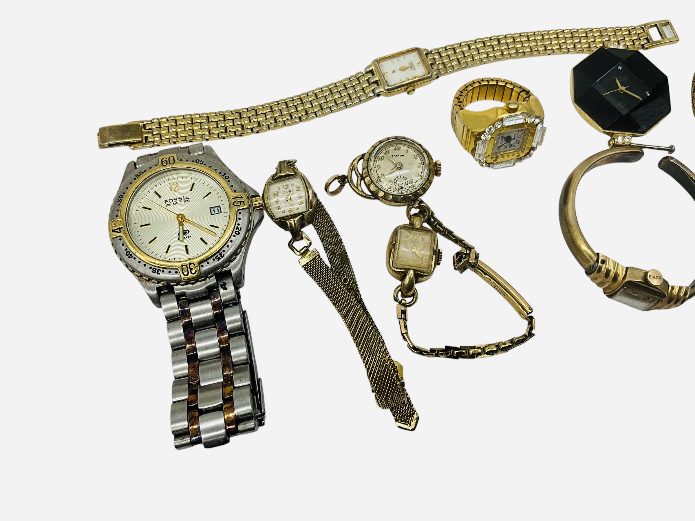 Lot Of Several Watches Elgin Bulova Fossil Citizen