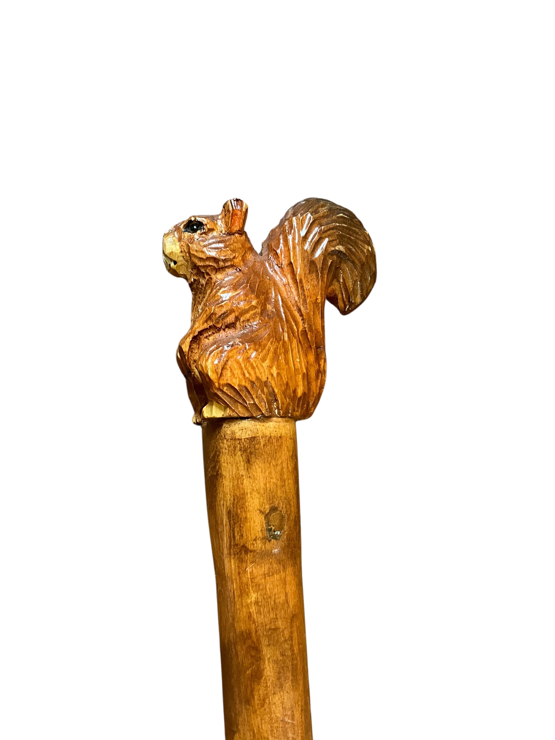 Carved Beaver Top Walking Stick