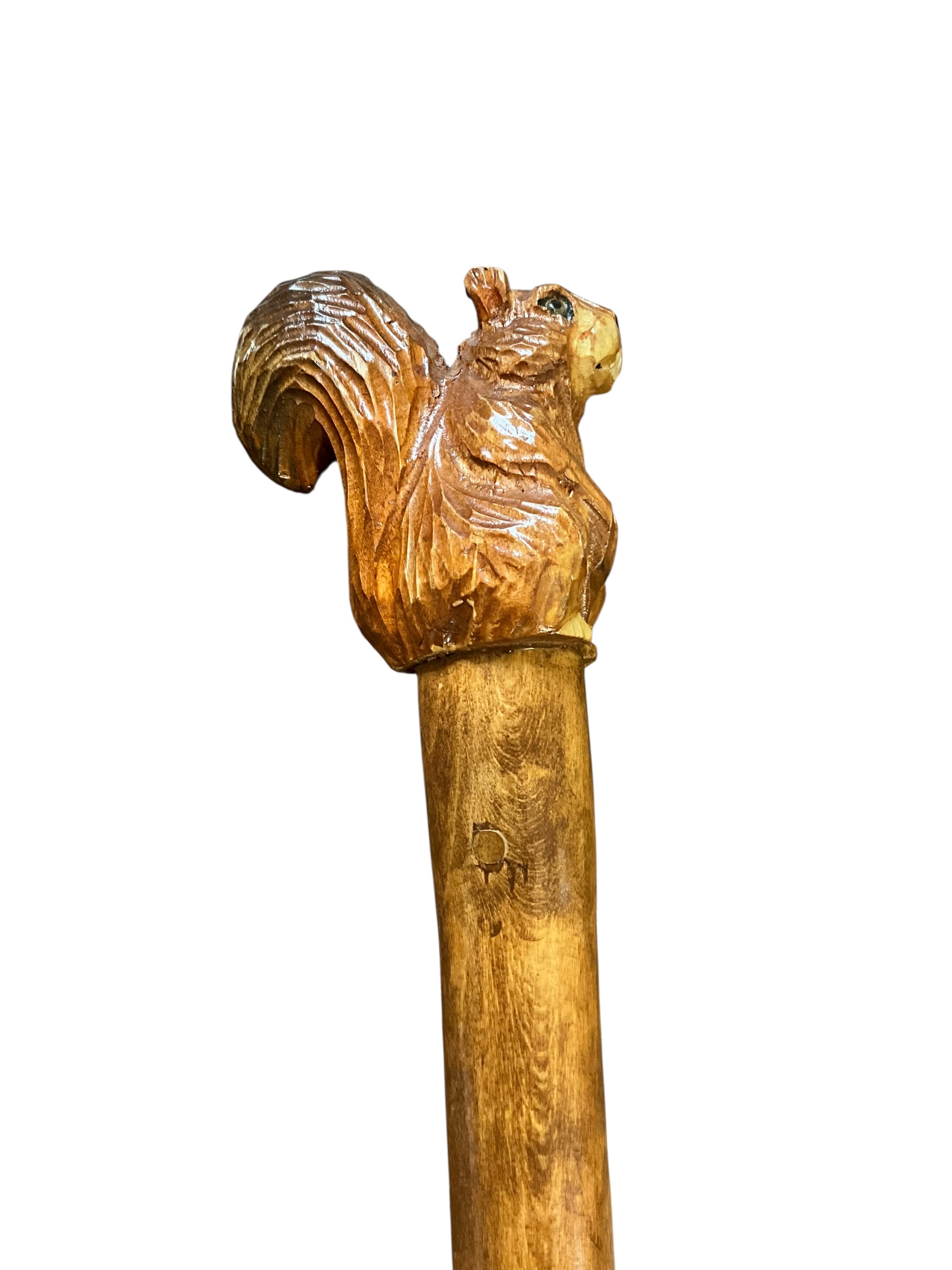 Carved Beaver Top Walking Stick