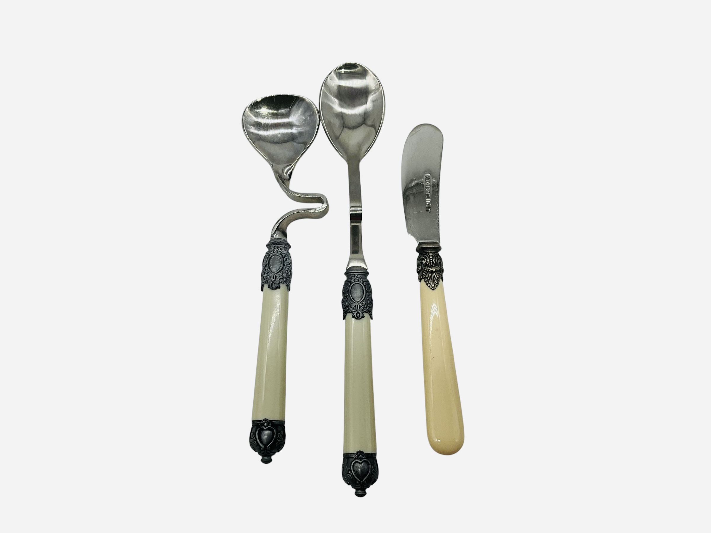 Pair Jam Mustard Coffee Witch Spoons + Knife