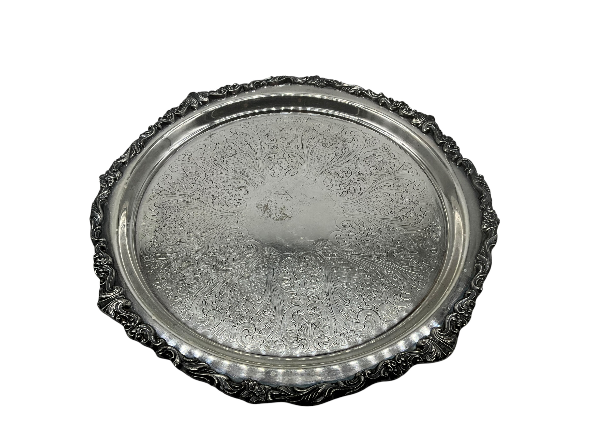Sheffield Round Silver Plate Footed Platter