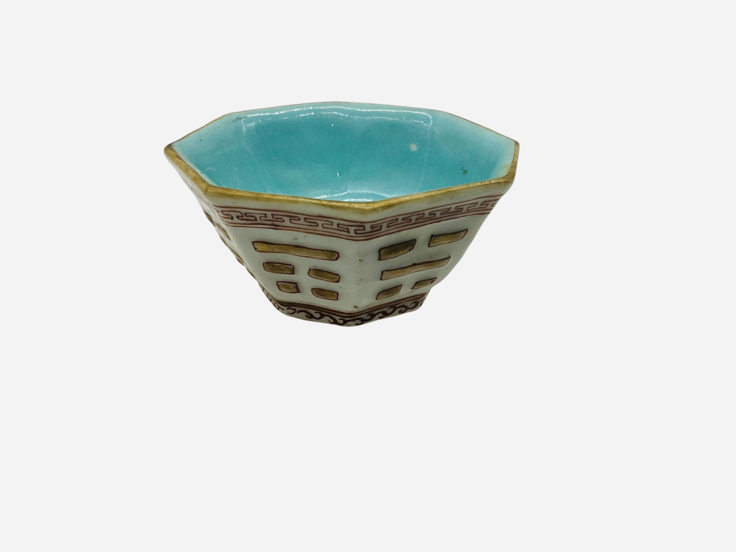 Porcelain Chinese Hexagonal Bowl Unknown Dynasty