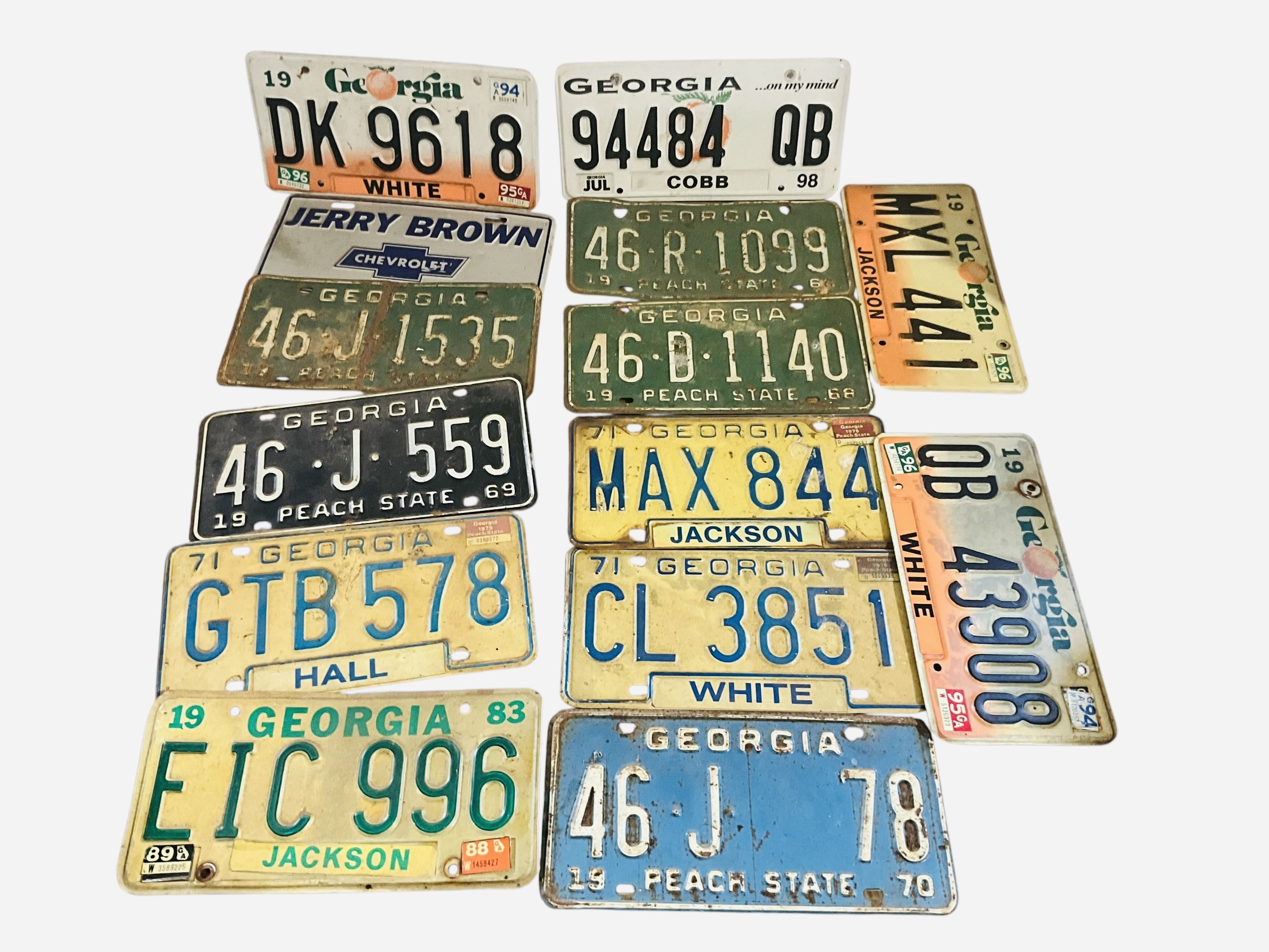 Thirteen Georgia License Plates