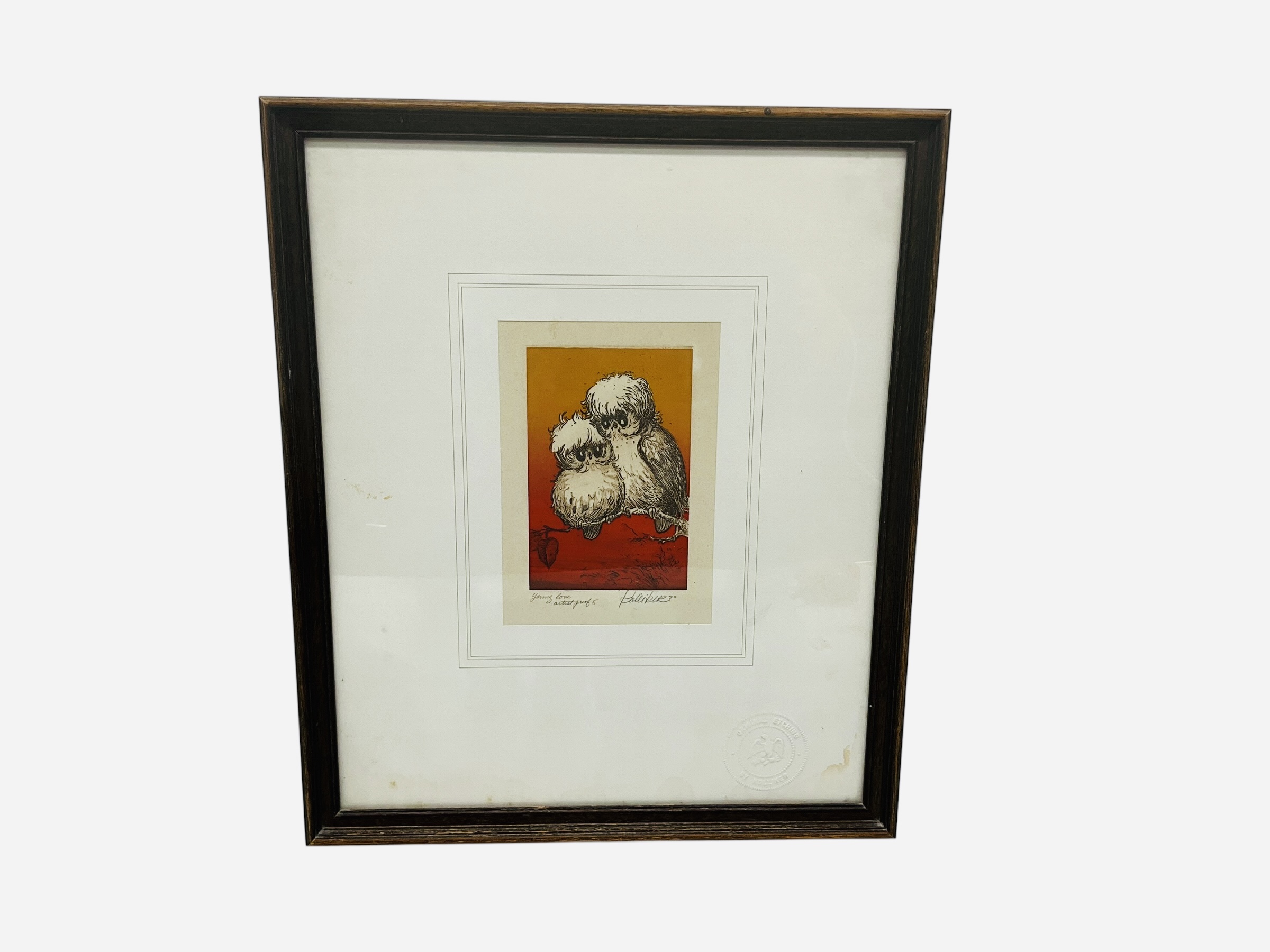 Original Etching Artist Proof Titled "Young Love" by William A. Kolliker