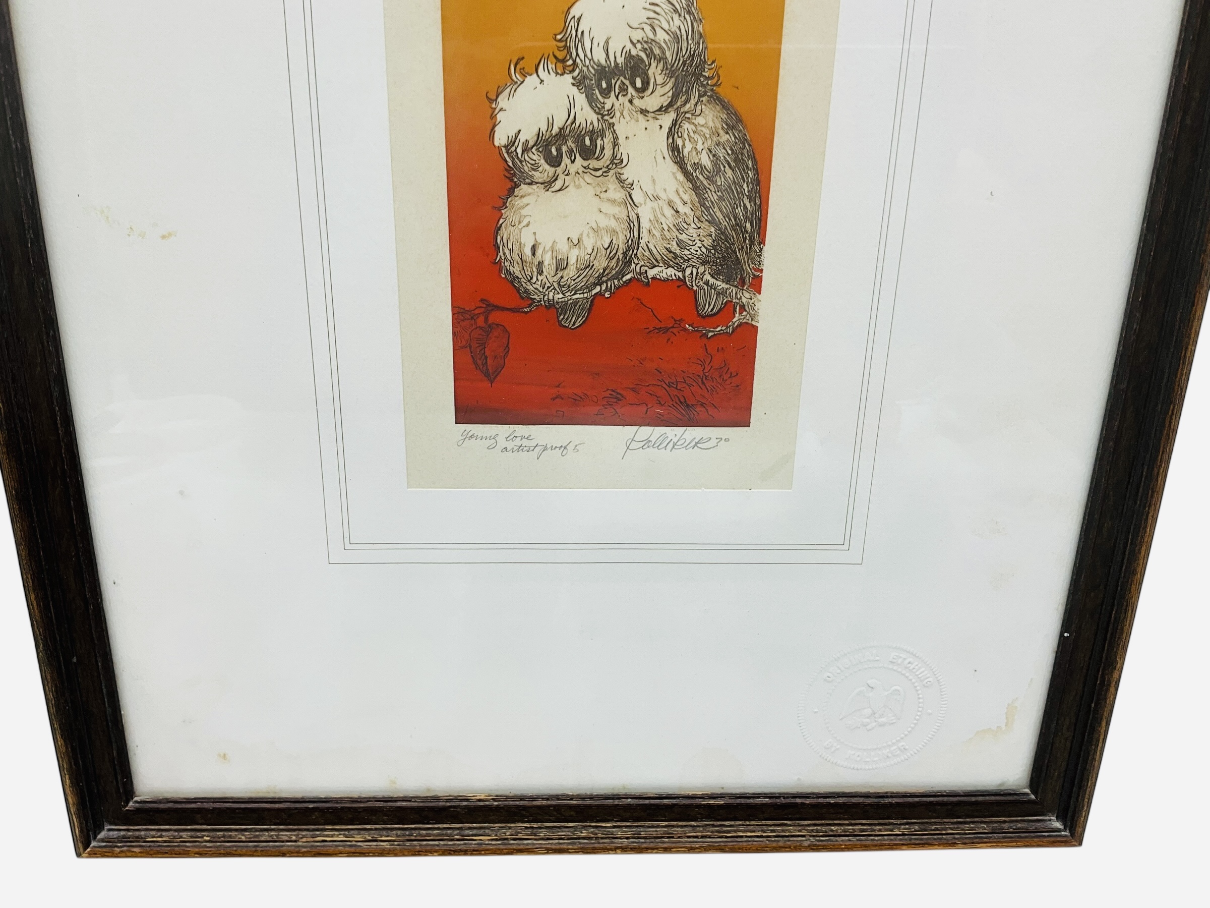 Original Etching Artist Proof Titled "Young Love" by William A. Kolliker