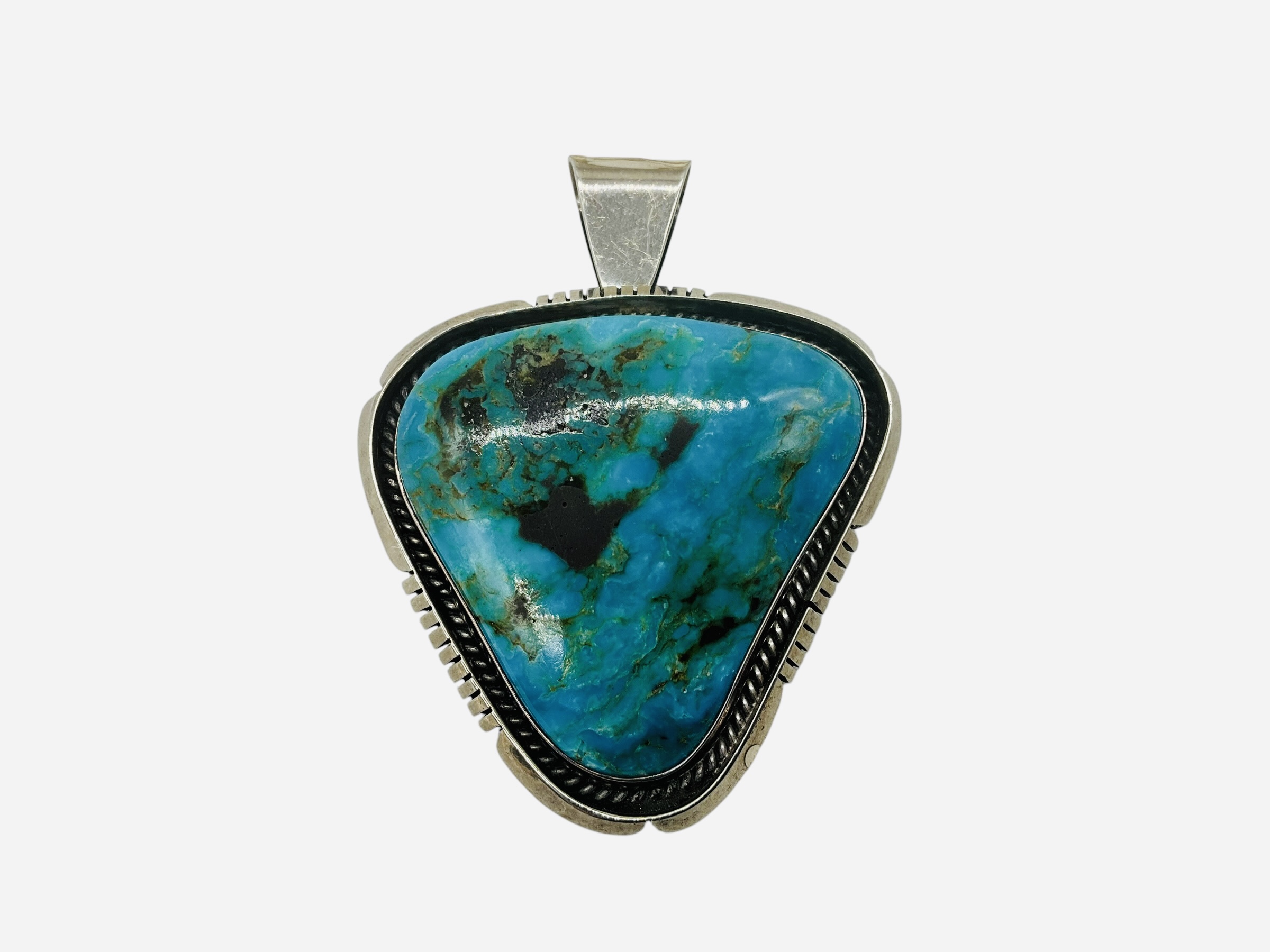 Exquisite Native American Sterling Turquoise Pendant