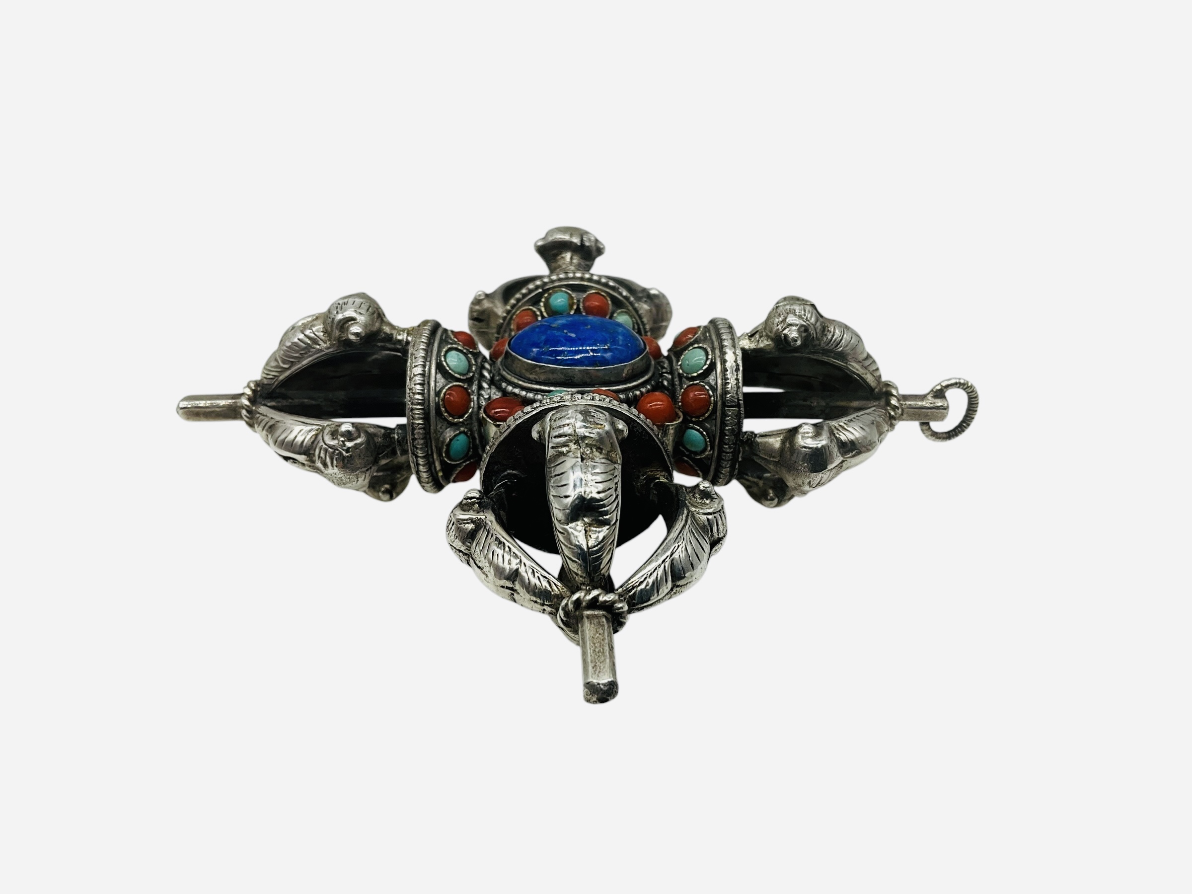 Tibetan Silver Double Dorje Pendant