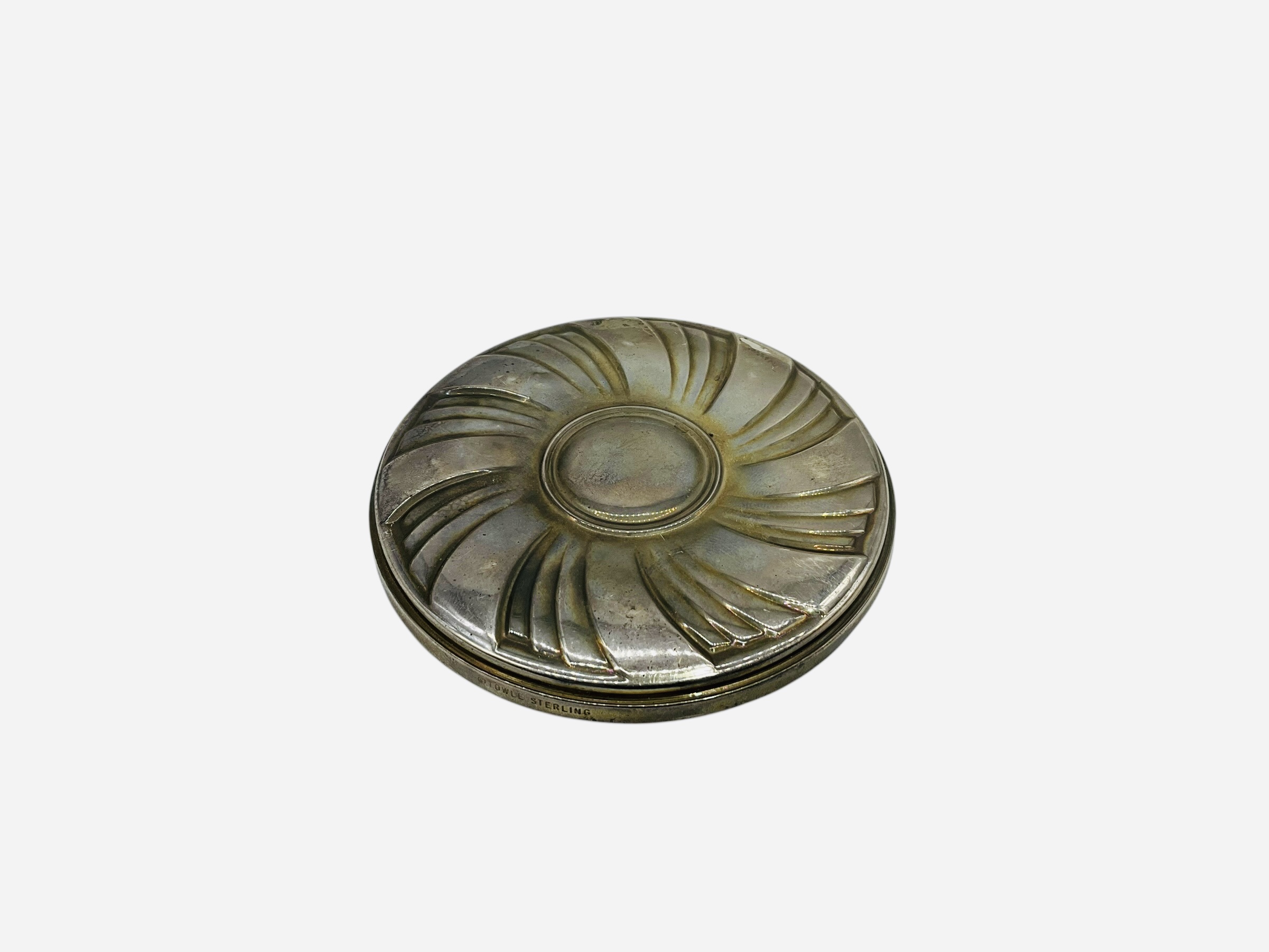Compact Sterling Mirror + Frog Brooch + 2 Shilling Pendant