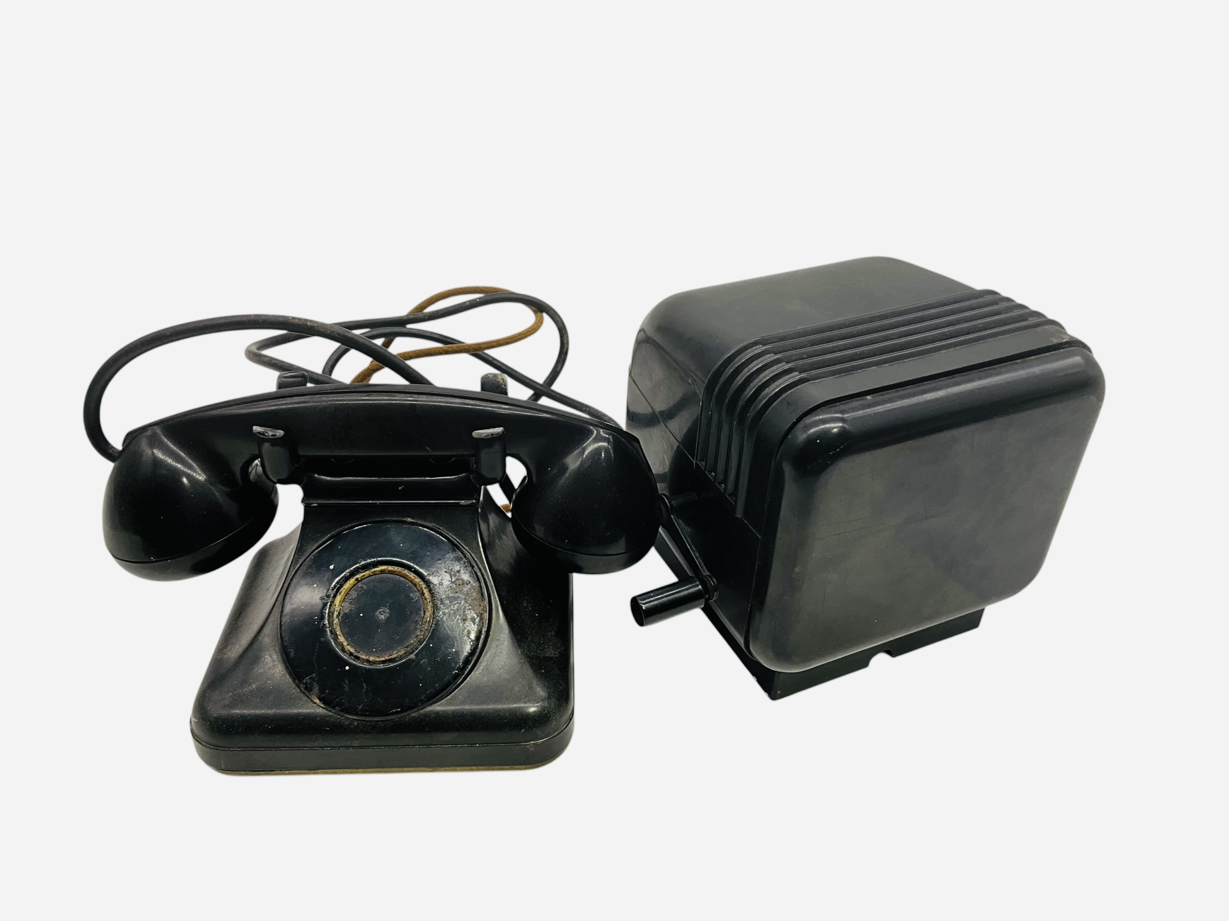 Vintage Leich Bakelite Hand Crank Bell & Phone