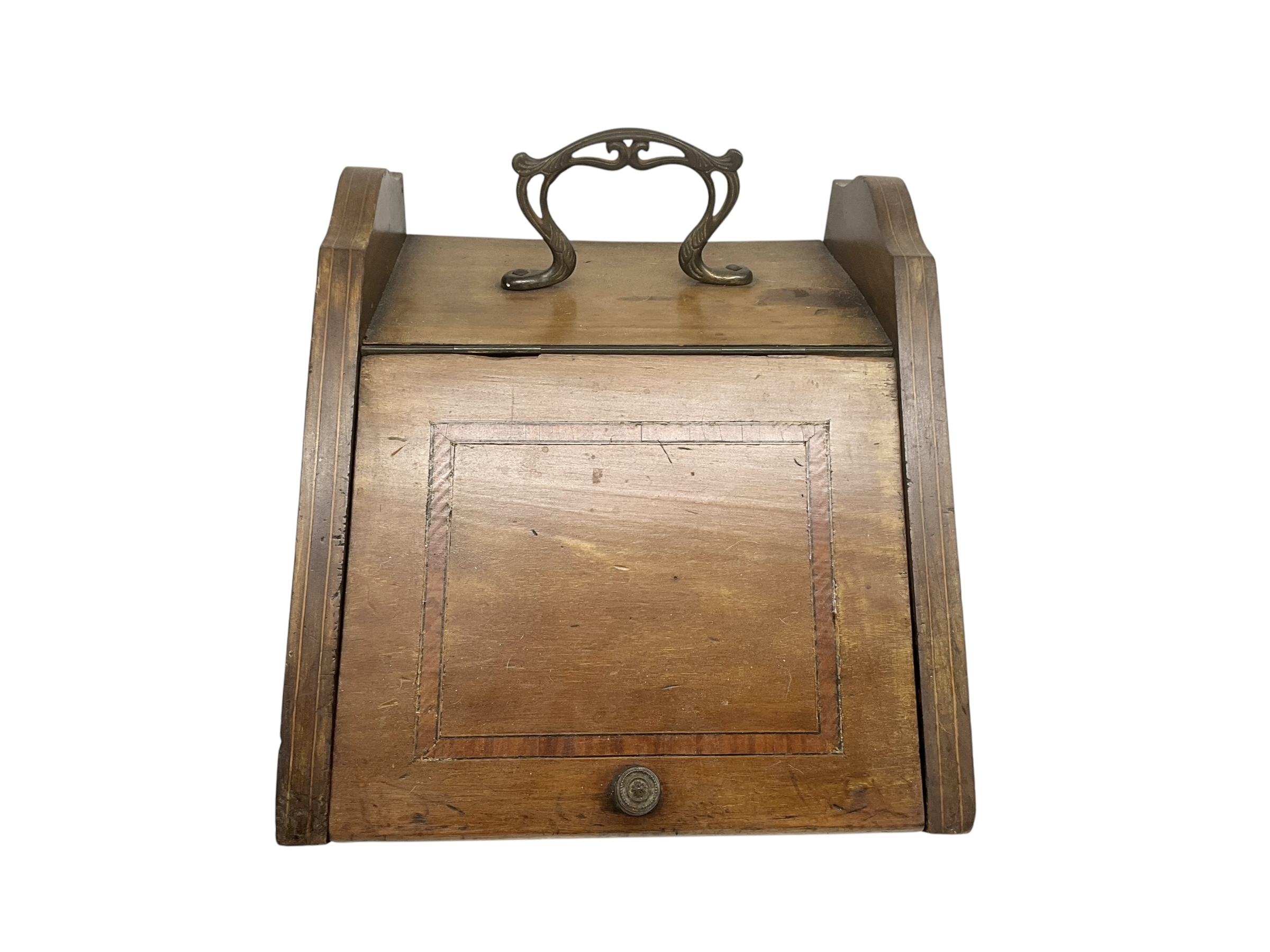 Antique Wooden Inlaid Coal Scuttle