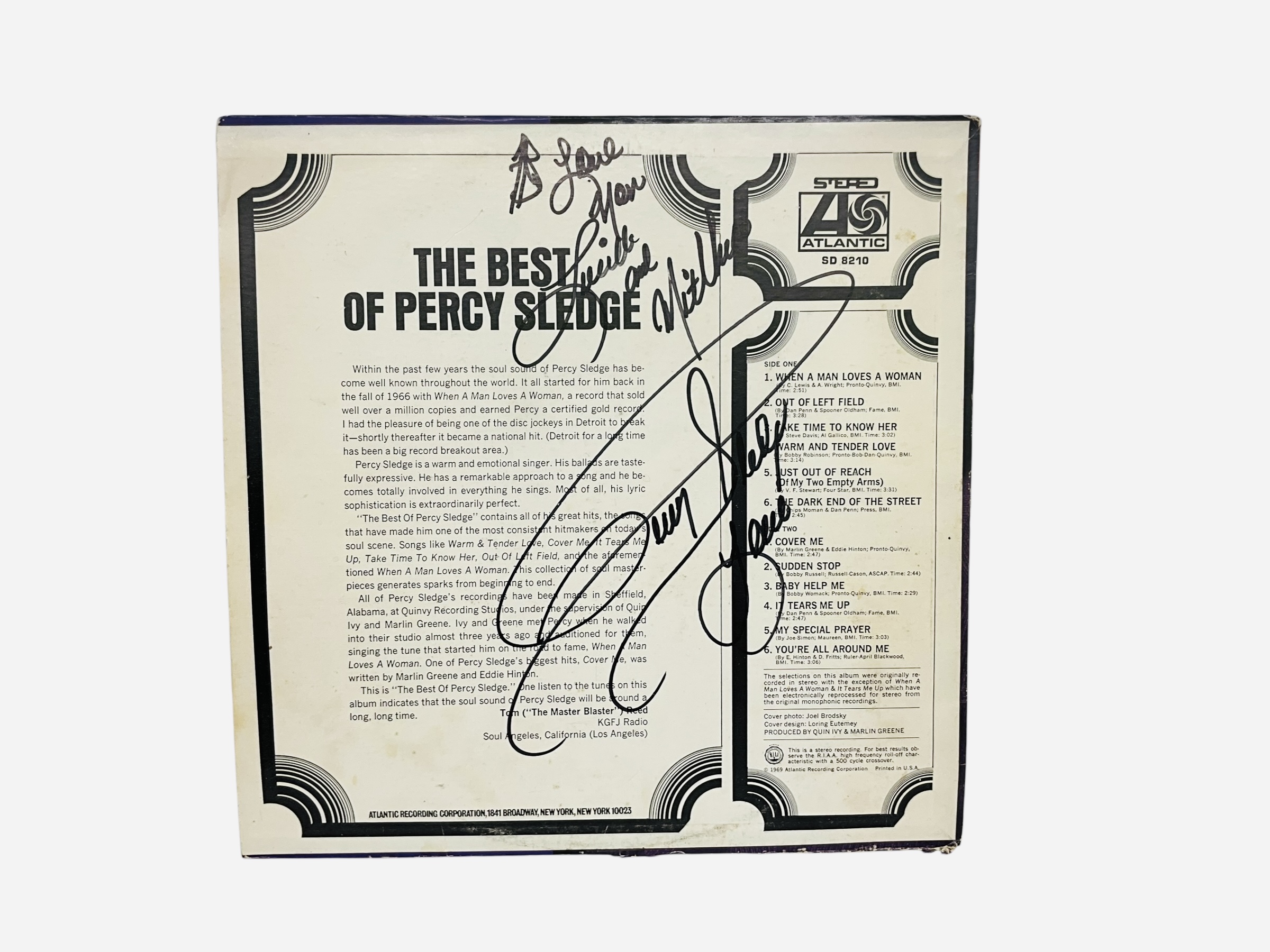 Autographed Percy Sledge Vinyl Record
