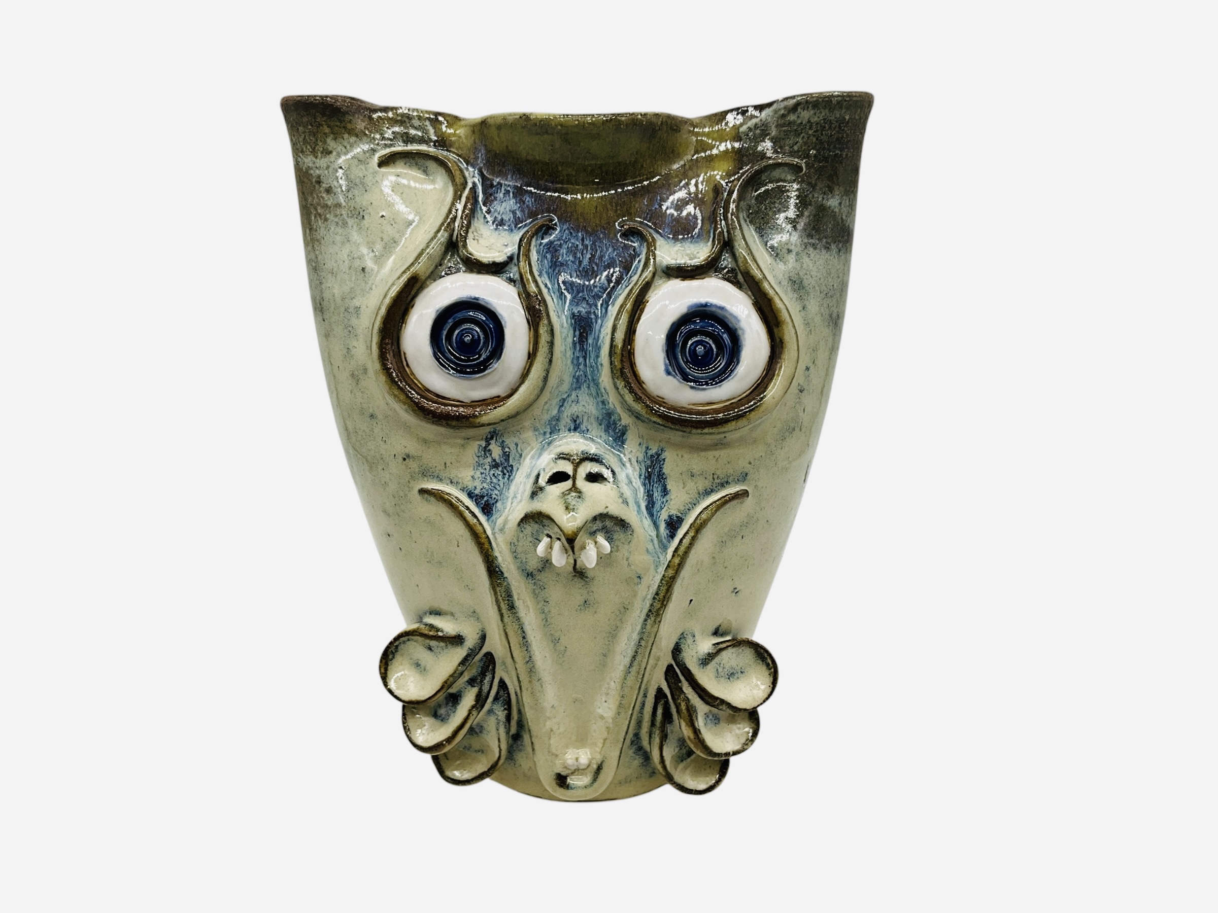 Jonathan Corn Decorated Folk Pottery Owl