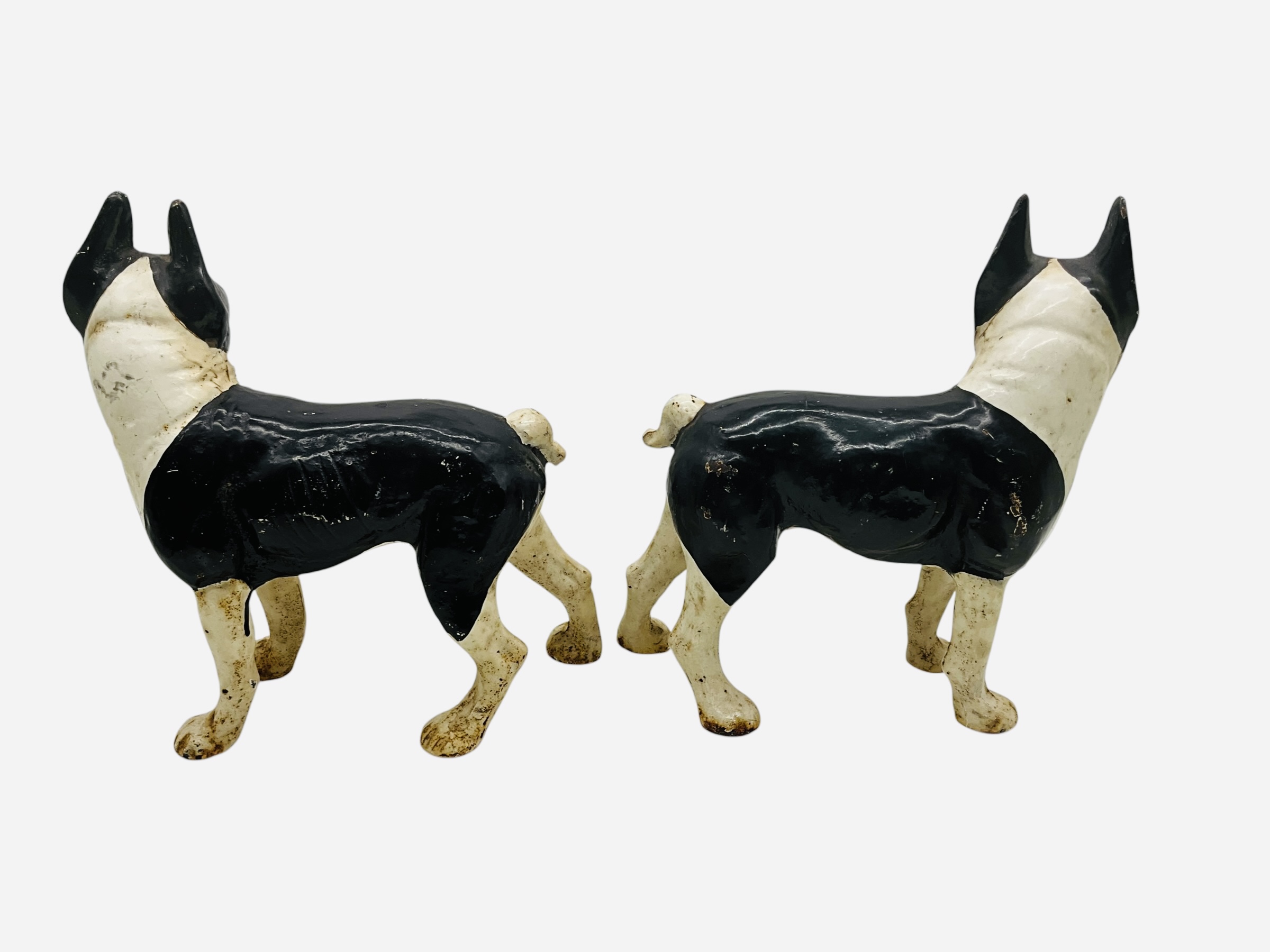 Two Cast Iron Boston Terrier Door Stops