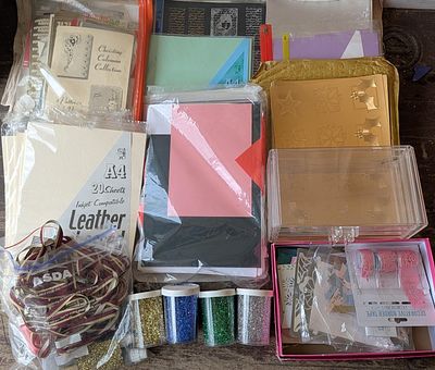 An Assortment of Card-making and Paper-crafting Ephemera Including Specialty Cardstock and 
