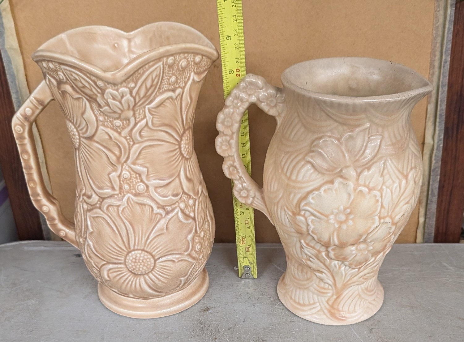 Two Earthenware 9" Sunflower and 8" Wildflower Jugs by Kensington Fine Pottery