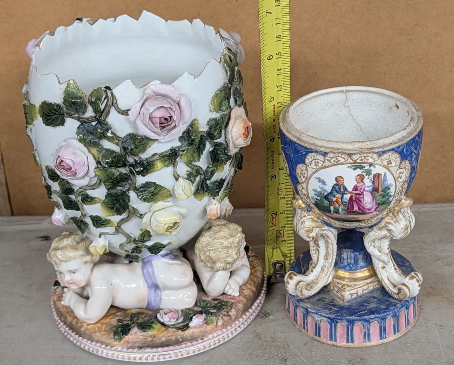 Two Continental, German or Italian Porcelain Egg Vases