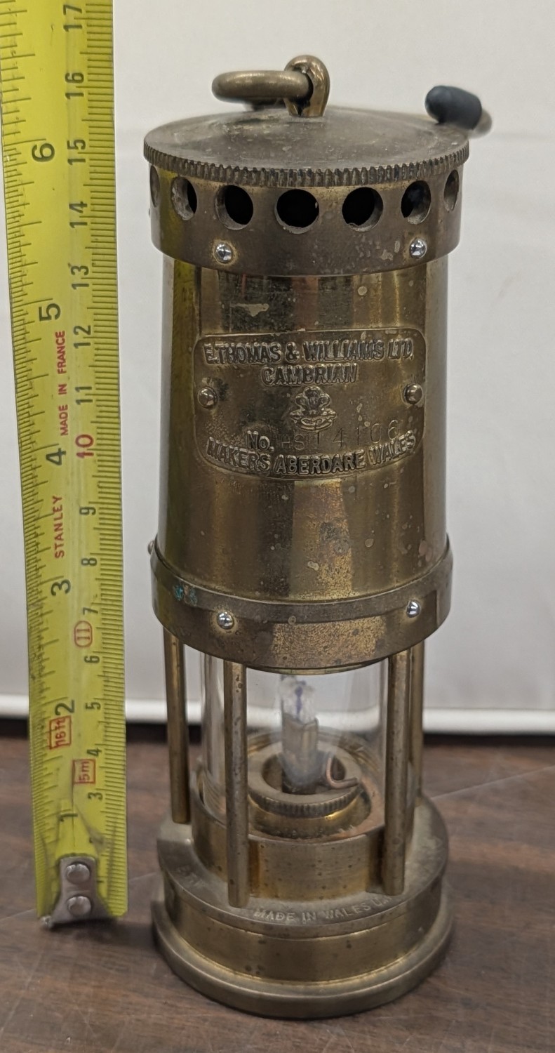 6" E. Thomas & Williams Ltd Cambrian Brass Miner's Safety Lamp