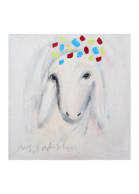 Menashe Kadishman
. Acrylic on canvas 
25*25 cm 
signed on the back and front