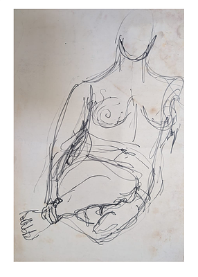 Eliahu Gat
. Relatively large nude drawing. Double-sided, 
Signed.