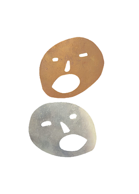 Menashe Kadishman
. A pair of "heads" influenced by the artist's "Shalechet " performance 
One 