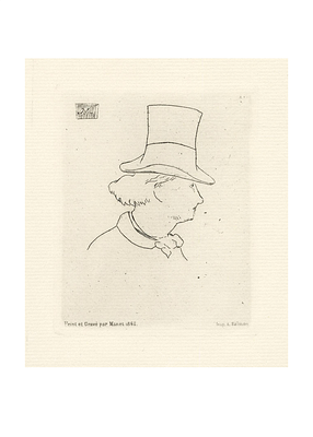 Édouard Manet, 1832-1883. Baudelaire de profil en chapeau, 
etching 
Plate size 10x8.5 cm.