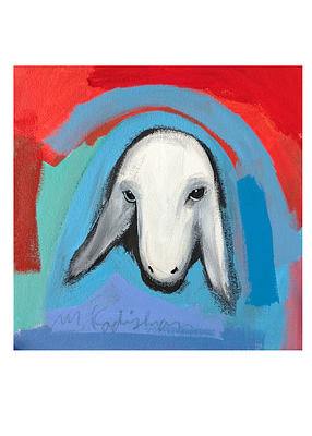 Menashe Kadishman
. Acrylic on canvas 
25*25 cm 
signed on the back and front