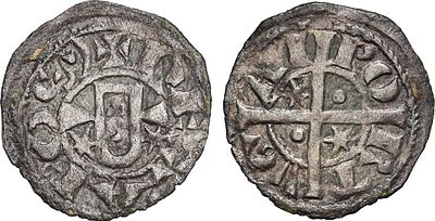 Portugal - Afonso II (1211-1223). Dinheiro; +REXAFOS / PORTVGAL; AG.02.02; 0.59 g; RARE; VF+