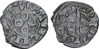 Portugal - Sancho II (1223-1248). Dinheiro; variant without central point; AG.07.01; 0.63 g; VF