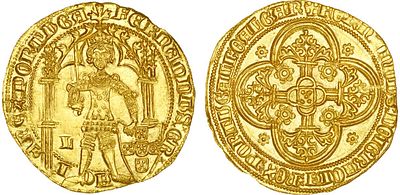 Portugal - Fernando I (1367-1383). Gold; Dobra P&eacute; Terra; FERnAnDUSxxGR˟ACIA:REX:PORTVGA / 
