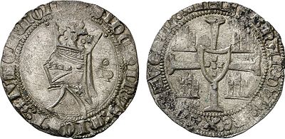 Portugal - Fernando I (1367-1383). Barbuda; -P (ponto em cima), Porto; 