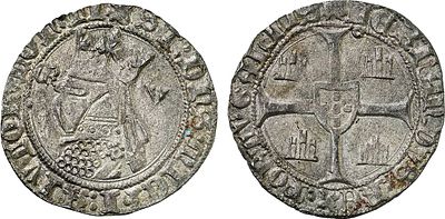 Portugal - Fernando I (1367-1383). Barbuda; CR-V, Coru&ntilde;a; +SI:DnS:mIChI:AIVTOR:nOn:TI / 