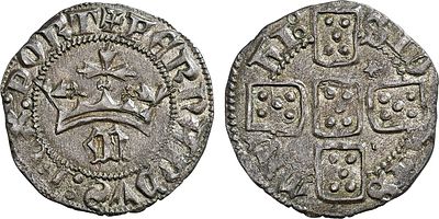 Portugal - Fernando I (1367-1383). Pilarte Coroado; M, Miranda; AG.09.01.c/e; 1.43 g; RARE; VF+