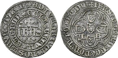 Portugal - Jo&atilde;o, Ruler and Defender of the Kingdom (1383-1385). Real Dez Soldos; L / L-B; 