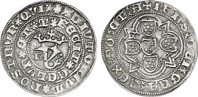 Portugal - Jo&atilde;o I (1385-1433). Real de 10 Reais Brancos; L, Lisbon; +ADIVTORIVM*nOSTRVn*QVI* / 