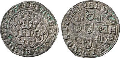 Portugal - Jo&atilde;o I (1385-1433). Real de 3 1/2 Libras; +IhnS:DEI:GRA:REX:PO:ET:A / 