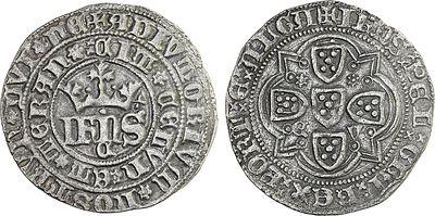 Portugal - Jo&atilde;o I (1385-1433). Real de Dez Soldos; E/E-V, &Eacute;vora; reverse variant: 