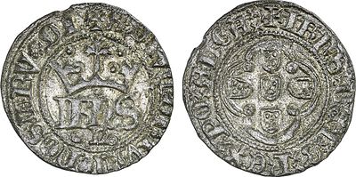 Portugal - Jo&atilde;o I (1385-1433). Meio Real de Dez Soldos; oLo; +ADIVTORIVm*Nostrv*DI C / 