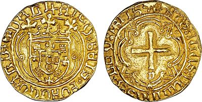 Portugal - Afonso V (1438-1481). Gold; Cruzado; P (gothic), Porto; +ALFQꙩREISꙩPORTUGALIE AL / 