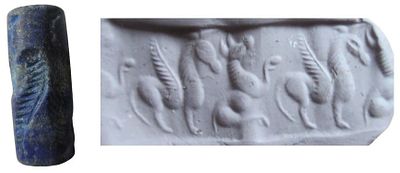 Cylindrical Seal, Lapis Lazuli, H. 3 cm