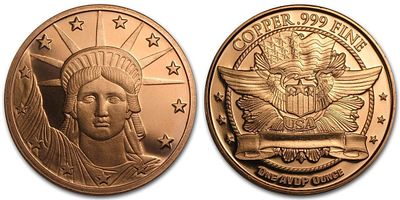 1 Oz Cooper Coin, 33 mm, 31,10 g