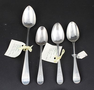 Four English Sterling Silver Bateman Family Spoons. Four English Sterling Silver Bateman Family