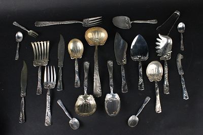 Sterling Silver Whiting Rose and Scroll Pattern Flatware. Sterling Silver Whiting Rose and