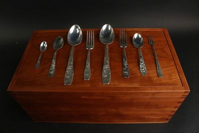 Whimsical Sterling Silver Berry Pattern Flatware. Whimsical Sterling Silver Berry Pattern